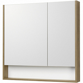 Зеркало-шкаф Акватон Сканди 85 белый/дуб рустикальный с полочкой 1A252302SDZ90 Водяной