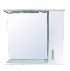Зеркало-шкаф Loranto Модерн 80 шкаф справа белое с полочкой подсветка CS00046148 Водяной