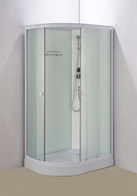 Душевая кабина 110х80х215 Водный Мир ВМ-667-R асимметричная (правая) мат.дверки белый проф. задн.стенки бел.стекло верхн.душ Водяной