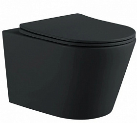 Унитаз подвесной Aquatek Вега безободковый смыв чёрный сид.дюропласт ультратонкое микролифт AQ1905-MB Водяной