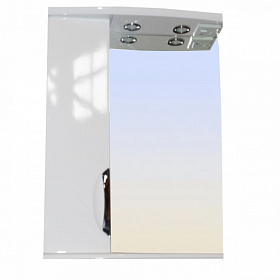 Зеркало-шкаф Loranto Стиль 58 шкаф слева белое с полочкой подсветка CS00024665 Водяной