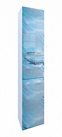 Шкаф-пенал Marka One Glass Visbaden 30П левый подвесной blue marble У73179 Водяной