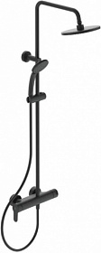 Душевая стойка с верхней тропической лейкой и смесителем для душа Ideal Standard Ideal Rain BC750XG чёрная круглая Водяной