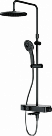Душевая стойка с верхней тропической лейкой и смесителем для ванны/душа (короткий излив) AM.PM Inspire V2.0 F0750A522 термостат чёрная круглая Водяной
