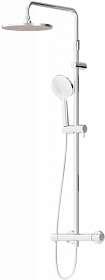 Душевая стойка с верхней тропической лейкой и смесителем для душа Damixa Option DX218091000 термостат хром круглая Водяной