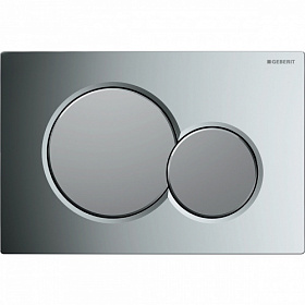 Кнопка смыва (клавиша) для инсталляции Geberit Sigma 01 прямоугольная c кругл.кнопками хром глянец/хром матовый глянец 115.770.KA.5