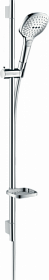 Душевая стойка с лейкой и шлангом Hansgrohe Raindance Select E 120 3jet 1008 мм d120 мм квадратная 3-х реж. с мыльницей 26621400 хром