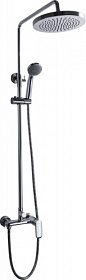 Душевая стойка с верхней тропической лейкой и смесителем для душа Bravat Opal F9125183CP-A1-RUS хром круглая Водяной