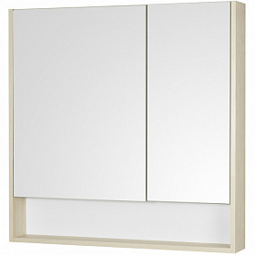 Зеркало-шкаф Акватон Сканди 85 белый/дуб верона с полочкой 1A252302SDB20 Водяной