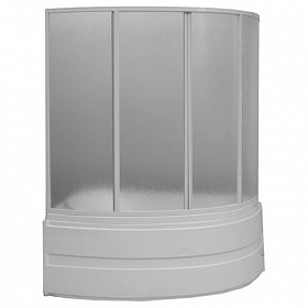 Шторка (дверка) для ванны BAS Алегра ШТ00013 150х145 стекло 4 створки профиль алюминий Водяной