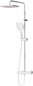 Душевая стойка с верхней тропической лейкой и смесителем для душа Damixa Option DX218092000 термостат хром прямоугольная Водяной