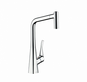 Смеситель для кухни (мойки) Hansgrohe Metris 14820000 вытяжной излив хром латунь Водяной