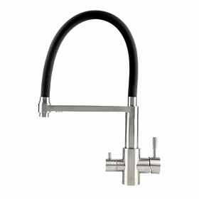 Смеситель для кухни (мойки) Osgard Resa 88293 с переключ.для фильтра питьевой воды гибкий излив никель нерж. сталь