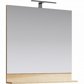 Зеркало Aqwella Фостер 80 дуб сонома с полочкой подсветка FOS0208DS