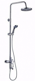 Душевая стойка с верхней тропической лейкой и смесителем для ванны/душа (короткий излив) Rossinka Silvermix "T" T40-46