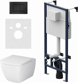 Унитаз AM.PM Gem безободковый смыв с инсталляцией (комплект) сид.дюропласт микролифт, кнопка ProC S чёрная IS70238.901701 Водяной