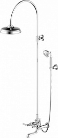 Душевая стойка с верхней тропической лейкой и смесителем для ванны/душа (короткий излив) Bravat Art F65193CP-A2-RUS хром круглая Водяной