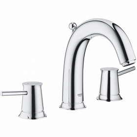 Смеситель для умывальника (раковины) Grohe BauClassic 20470000 на раковину 3 отверстия хром латунь Водяной