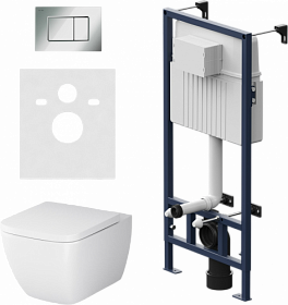 Унитаз AM.PM Gem безободковый смыв с инсталляцией (комплект) сид.дюропласт микролифт, кнопка ProC S хром IS70251.901701 Водяной