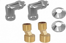 Соединение для п/сушителя угловое 3/4"х1/2" г/ш Aquatek с эксцентриком и отражателем (пара) AQ 3020CH хром Водяной