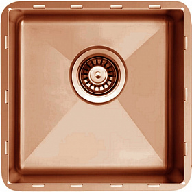 Мойка для кухни TopZero TZ RS/R10 ColorX TZ RS 400 GOLD ROSE квадратная 45х45 глуб. 21,5см (толщ.1,2мм) вып. 3 1/2" (подстольная) розовое золото