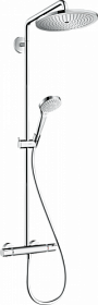 Душевая стойка с верхней тропической лейкой и смесителем для душа Hansgrohe Croma Select S 26790000 термостат хром  Водяной
