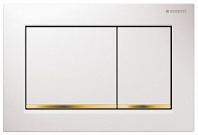 Кнопка смыва (клавиша) для инсталляции Geberit Omega 30 прямоугольная белая/золото матовая 115.080.KK.1