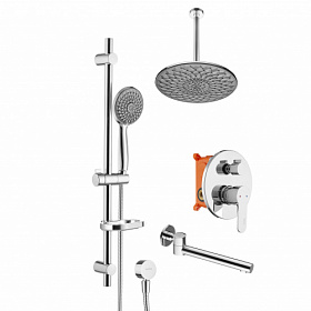 Душевой комплект (аксессуары и смеситель) с верхним тропическим душем Swedbe Platta 5543G1 Водяной