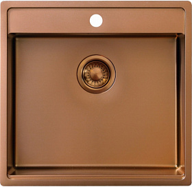 Мойка для кухни TopZero TNL/R10 ColorX TNL 540 GOLD ROSE квадратная 54х52 глуб. 19,5см (толщ.1,2мм) вып. 3 1/2" (врезная, подстольная) розовое золо