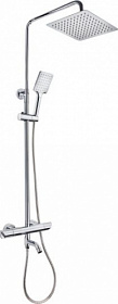 Душевая стойка с верхней тропической лейкой и смесителем для ванны/душа (короткий излив) Teka Mallorca 321786200 хром Водяной