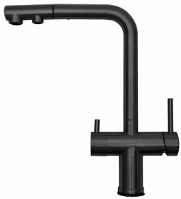 Смеситель для кухни (мойки) Osgard Balans Plus 36973 с переключ.для фильтра питьевой воды вытяжной излив чёрный нерж. сталь