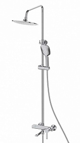 Душевая стойка с верхней тропической лейкой и смесителем для ванны/душа (короткий излив) Osgard Ionic 91050 хром квадратная Водяной