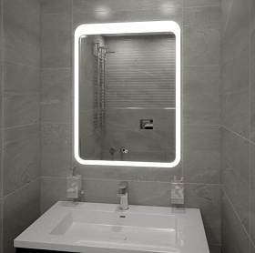 Зеркало Континент Lacio Led 70x90 белое LED подсветка ЗЛП755 Водяной