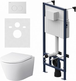 Унитаз AM.PM Sense безободковый смыв с инсталляцией (комплект) сид.дюропласт микролифт, кнопка ProC L белая IS70101.741701 Водяной