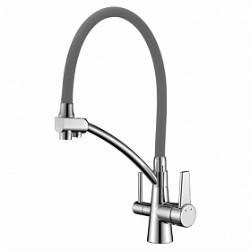Смеситель для кухни (мойки) Lemark Comfort LM3071C-Gray с переключ.для фильтра питьевой воды гибкий излив хром латунь