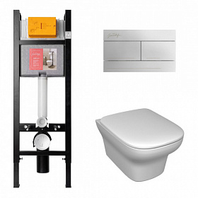 Унитаз Jacob Delafon Vox безободковый смыв с инсталляцией (комплект) сид.термодюр микролифт, кнопка хром E21770RU-00 Водяной