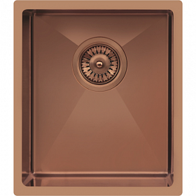 Мойка для кухни TopZero TNL/R10 ColorX TNL 340 GOLD ROSE прямоуг. 38х44 глуб. 20,3см (толщ.1,2мм) вып. 3 1/2" (врезная, подстольная) розовое золото